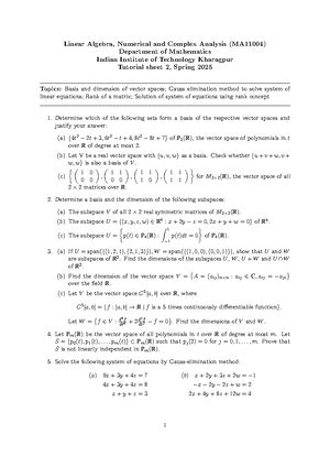 Tutorial 1 - tut - Linear Algebra, Numerical and Complex Analysis ...