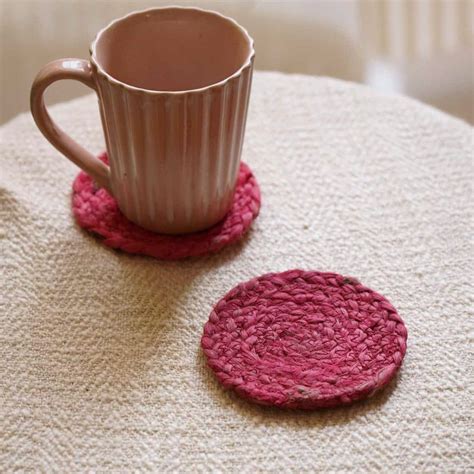 Jute Pink Coasters - Set of 2 – Local Kala