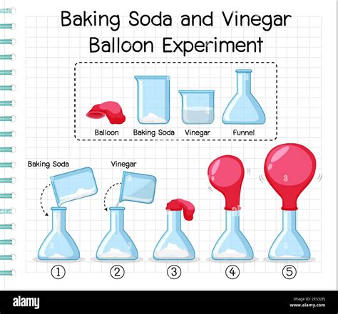 Science experiment with baking soda and vinegar balloon illustration ...