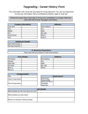 Topgrading Career History Form - Fill Online, Printable, Fillable ...