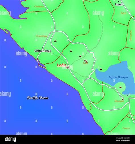 Map of León City in Nicaragua Stock Photo - Alamy