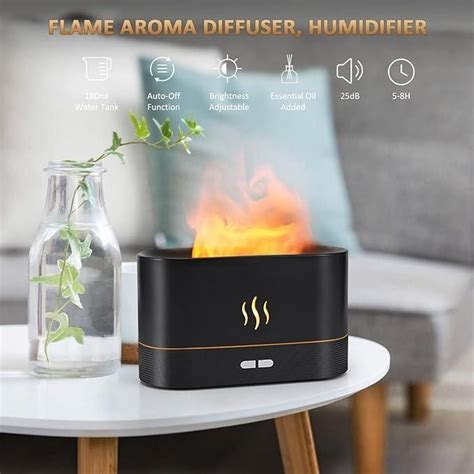 Plastic Flame Diffuser Brightness Humidifier-Auto Off Essential Oil-2 ...