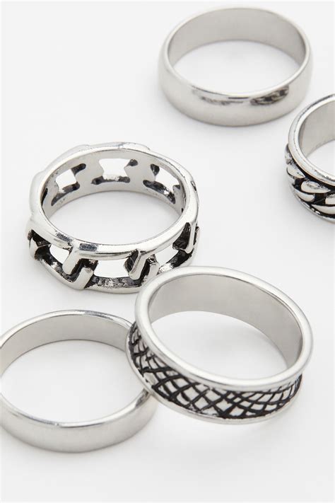 5-pack rings - Silver-coloured - Men | H&M IN