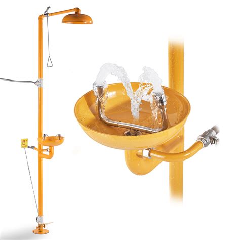 Yellow Emergency Eye Wash Station With Covers Stainless Steel Eyewash ...