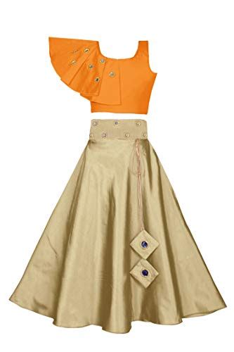 Buy Fashion Dream Girl's Cotton Silk Readymade Lehenga Choli (Orange ...