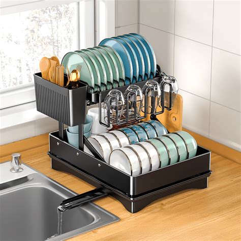 Kitchen Dish Organizer Rack - Space Saving Foldable Carbon Steel, Buy Now