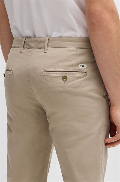 BOSS - Regular-fit chinos in stretch-cotton gabardine - Light Beige