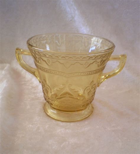 Vintage Yellow Depression Glass Handled Sugar Bowl-1930's - Etsy UK