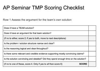 Image result for AP Seminar TMP Example