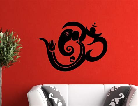 Wall Guru Shree Ganesh with OOM Wall Decal Size(80 * 59) Cm Vinyl Black ...