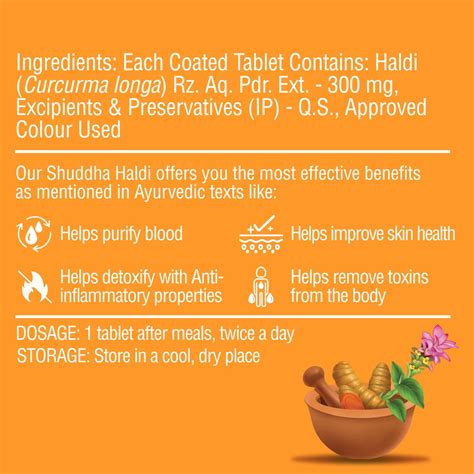 Buy DR. VAIDYA'S SHUDDHA HALDI TABLET 60S P3 Online & Get Upto 60% OFF ...