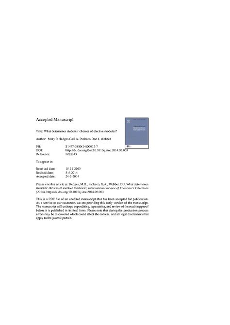 Elective Module Choices: Factors Influencing Student Decisions (IREE 49 ...