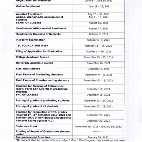 Collegiate Academic Calendar (First Semester, AY 2021-2022) and ...