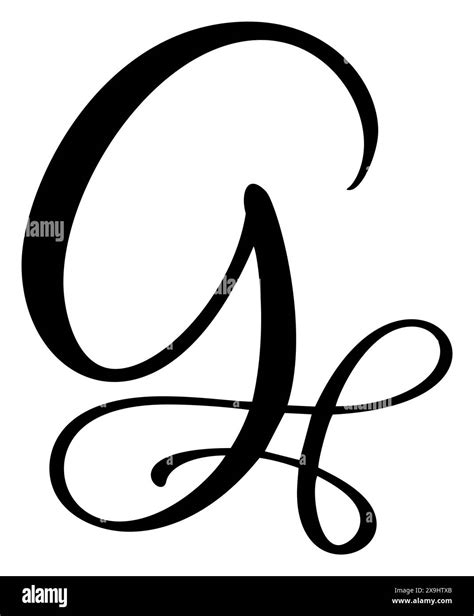 Vector calligraphy hand drawn letter G logo. Script font. Handwritten ...