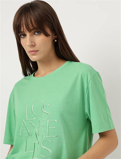 Buy Embroidered Round Neck T-Shirt at Marks & Spencer