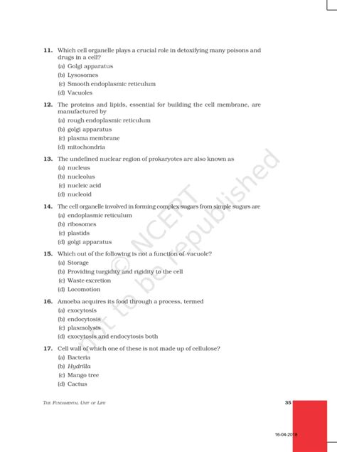NCERT Exemplar Class 9 Science Chapter 5 - The Fundamental Unit of Life