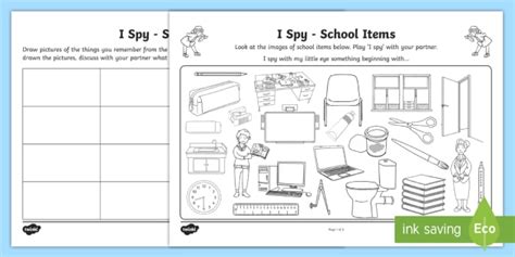 I Spy School Items Game (teacher made)