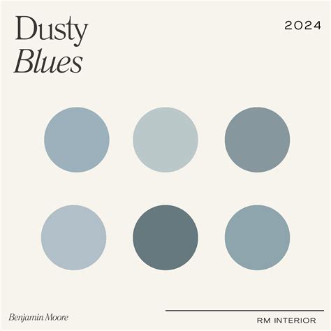 2024 Dusty Blues Paint Colour Palette | Benjamin Moore, Interior Design ...