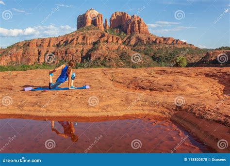 Woman Practicing Yoga in the Sedona Red Rocks Stock Photo - Image of ...