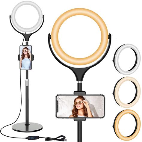 Aikchi 8 Inch Ring Light Mobile Selfie Ring Lights with Phone Holder 3 ...