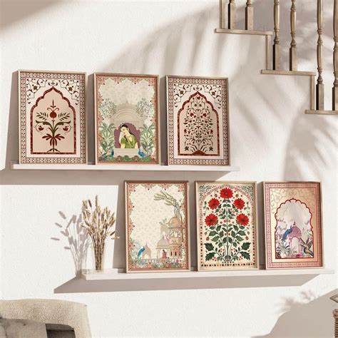 Traditional Indian Pichwai Art Prints with Frame for Home Decor Set of ...