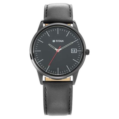 Buy Online Titan Neo Black Dial Analog with Date Leather Strap Watch ...