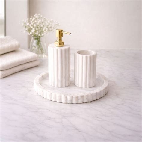 Luxe White Marble Bathroom Accessory Set | Luxury Home Decor | Jamal ...