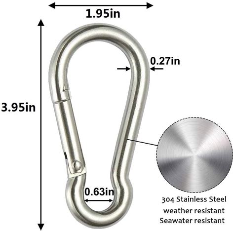 Buy GRANDBUY Large Spring Snap Hook Carabiner, 304 Stainless Steel Snap ...