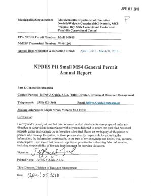 Fillable Online MCI-Norfolk, MA2016 Annual Report NPDES Phase II Small ...