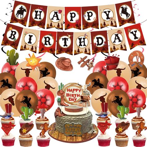 Buy Cowboy Birthday Party Decoration 58 Pcs Western Cowboy Theme ...