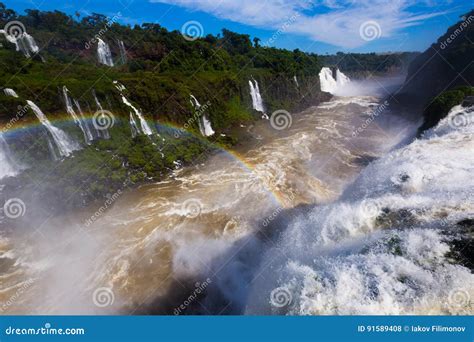 Iguazu Falls in Brazil stock photo. Image of high, cataratas - 91589408