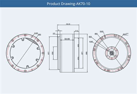 T-Motor CubeMars AK70-10 KV100 Brushless DC Actuator Robot Joint Motor ...