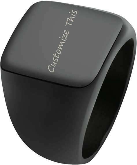 PiercingJ Engraved Stainless Steel Black Signet Ring - Classic India | Ubuy