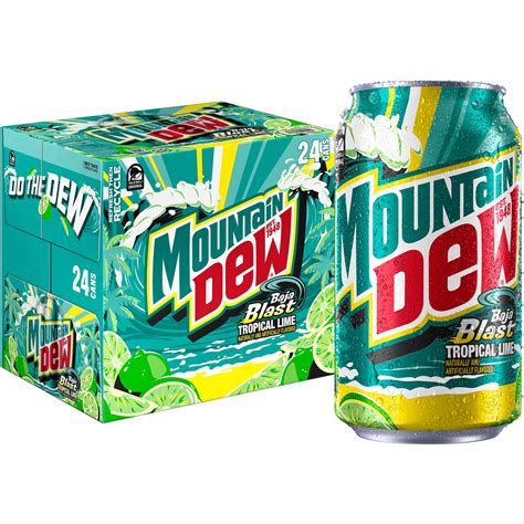 Mountain Dew Baja Blast Citrus Tropical Lime Soda, 12 oz, 24 Pack Cans ...