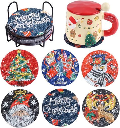 Amazon.com: Vmonke Christmas Diamond Painting Coasters Kits with Holder ...