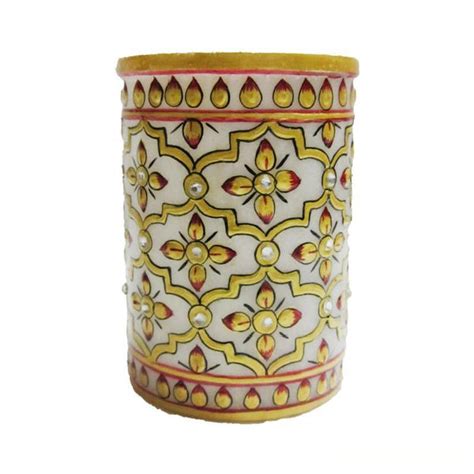 "Decorative Pen Stand": Green Craft (4x3x3) by Ecraft India | ArtZolo.com