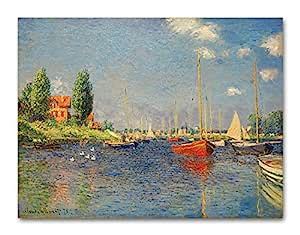 Tamatina Claud Monet Art Canvas Painting|Red Boats |Size-36X27 Inches ...