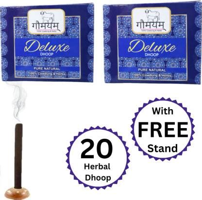 Gaumayam Deluxe Dhoop Sticks Cones for Pooja 20 Cones with Stand Floral ...