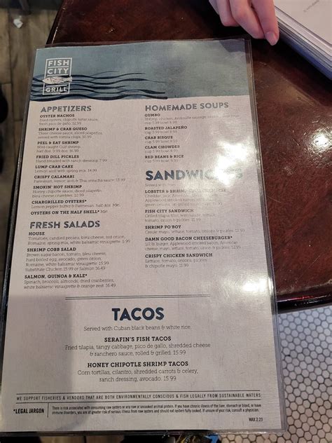 Menu at Fish City Grill restaurant, Waxahachie