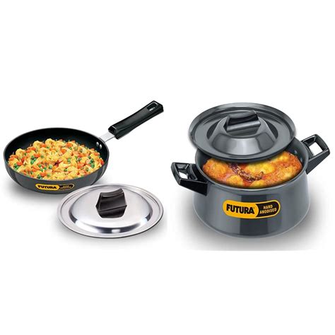 Buy Hawkins Futura Hard Anodised Round Frying Pan with Lid, 22Cm ...