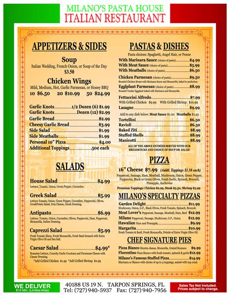 Pasta House Lindbergh Menu at Willie Poole blog