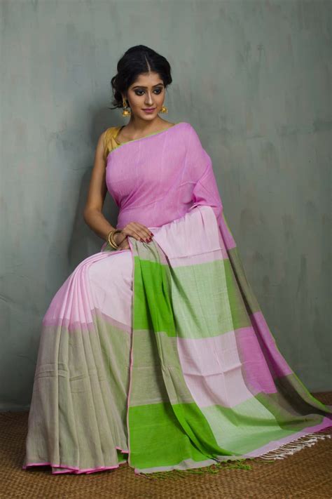 Pink Pure Cotton Khadi Sarees – Dailybuyys