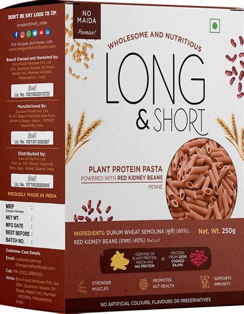 Buy LONG & SHORT PLANT PROTEIN PENNE PASTA - RED KIDNEY BEAN PASTA NO ...