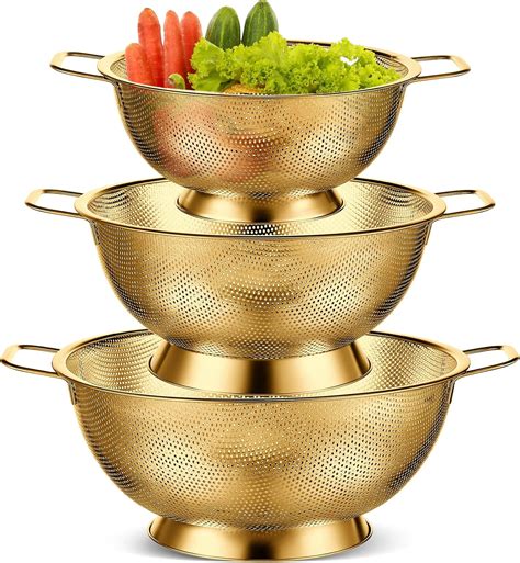 Bokon 3 Pcs Stainless Steel Colander Set Colander India | Ubuy