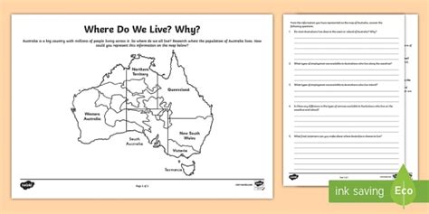 Where Do We Live? | Australia Population Activity | Twinkl