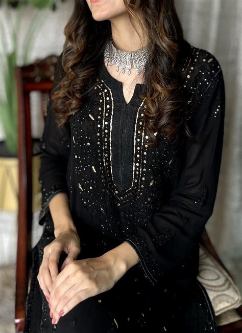 "MOTIHAR" Eid Edit Premium Georgette Black Chikankari and Kamdani Embr