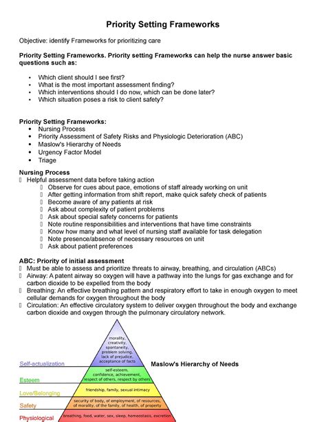 Priority Settting Frameworks - Priority Setting Frameworks Objective ...