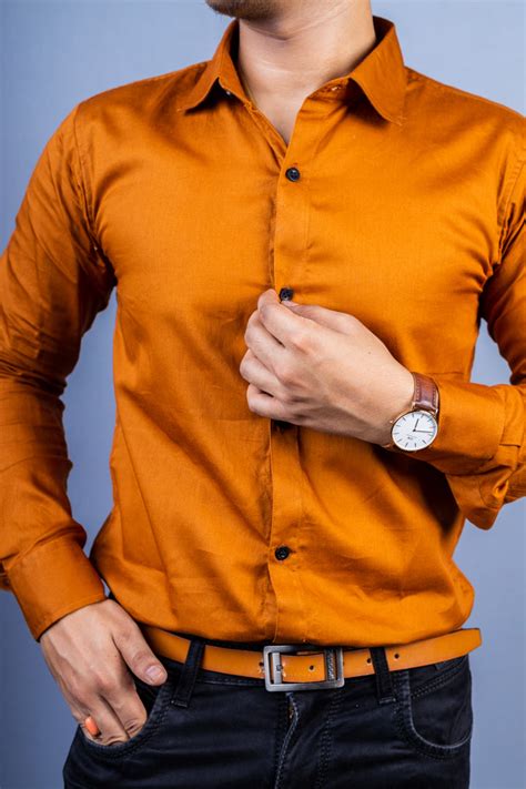 Brown Solid Party Wear Slim Fit Cotton Satin Shirt – JAVINISHKA