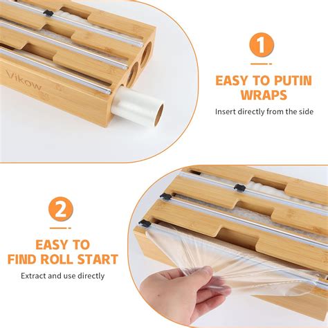 Buy Vikow 3 in 1 Wrap Dispenser with Slide Cutter and Labels, Aluminum ...
