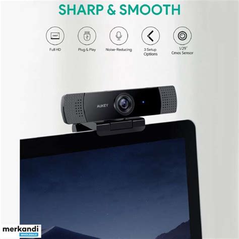 Aukey PC-LM1E Stream Series Dual-Mic Full HD Webcam with 1/3" CMOS ...